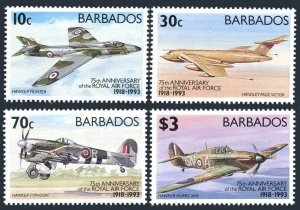 Barbados 842-845, 846 ad sheet,MNH. Mi 815-822. Royal Air Force, 75th Ann. 1993.