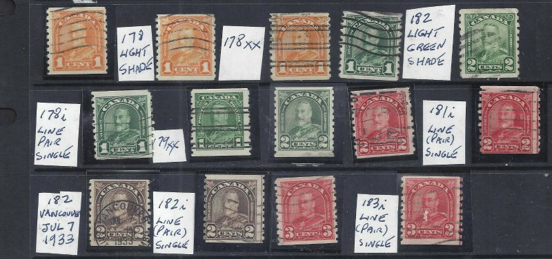 Canada 178/183ii USED NICE SELECTION OF KGV ARCH ISSUE COILS + VARs BS18656