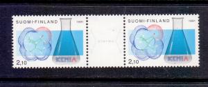 Finland  #876+877a  1991 MNH chemistry  camphor   pair with label