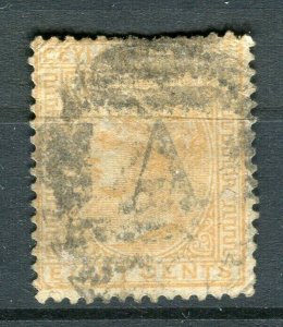 CEYLON; 1872 early classic QV issue used 8c. value fine ' A ' postmark