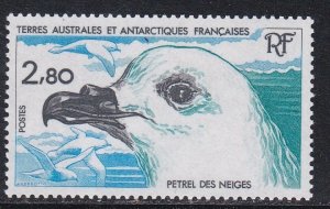 Fr. Southern Antarctic Terr., # 115, Snowy Petrel, Mint NH, 1/2 Cat