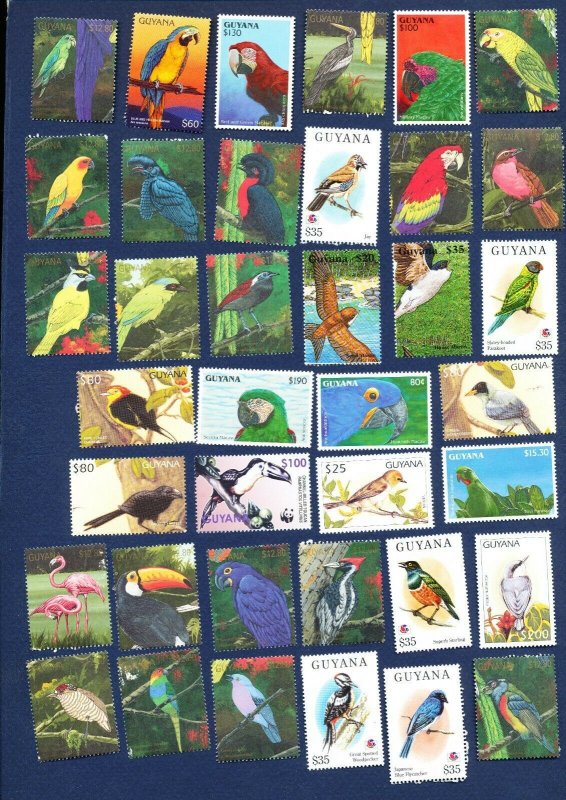 GUYANA - VF MNH - BIRDS - large lot  see the three scans
