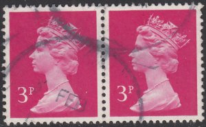 Great Britain 1970-95 used Sc #MH37 3p Machin Pair