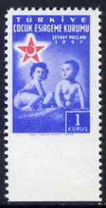 Turkey 1957 Red Crescent Postal Tax 1k unmounted mint imp...