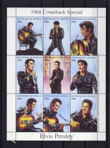Senegal 1999 Sc#1350  Elvis Presley Comeback Sheetlet (9) Perforated MNH