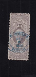 30c Inland Exchange Tax Stamp, Sc #R52c, Used (46490)