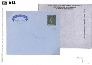 K88 GB PRIVATE AIR LETTER STATIONERY 1960s QEII 9d Die STO Air Mail Cover Unused