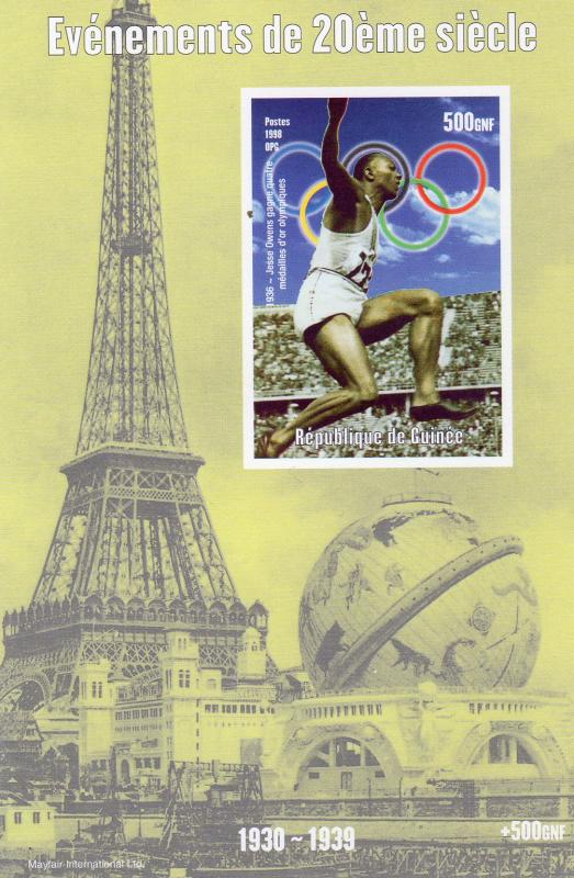 Guinea 1998 Jesse Owens Olympics Winner S/S Imperforated MNH