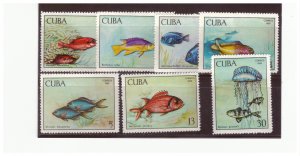 CUBA SC. 1414-1420 1969 MARINE LIFE COMPLETE SET OF 7 MNH YE10