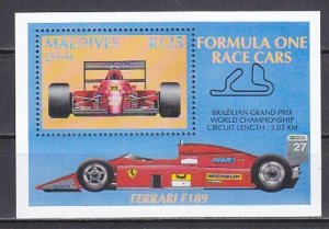 Maldives, Scott cat. 1592. Ferrari F189, Racing Car s/sheet.