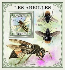 Togo - 2021 Bees, Sand Wasp - Stamp Souvenir Sheet - TG210108b