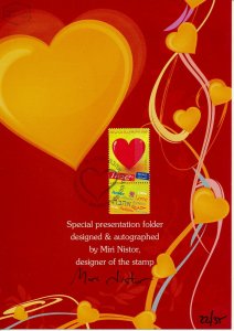 Israel 2009 LOVE DEFINITIVE STAMP 1st DAY FOLDER DESIGNER AUTOGRAPHED  