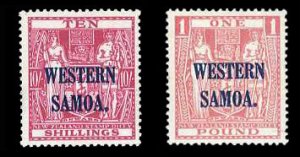 Samoa SG209-210 Cat£150, 1945 10sh and £1, hinged