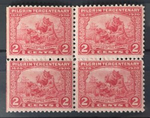 Scott #549, 2c Pilgrim Landing Tercentenary block of 4, F/VF NH, SCV$48