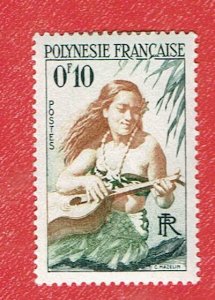 FRENCH POLYNESIA SCOTT#182 1958 10c GUITAR PLAYER - MH