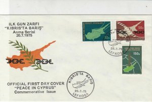 Republic of Cyprus 1975 Peace in Cyprus Country Shape Stamps FDC Cover Ref 30402