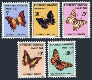 Gabon J46-J50, MNH. Michel P46-50. Due stamps 1978. Butterflies.