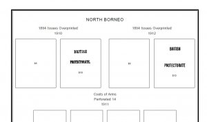 PRINTED BRITISH NORTH BORNEO 1883-1963 STAMP ALBUM PAGES (32 pages)