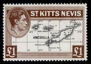 ST KITTS-NEVIS GVI SG77f, £1 black & brown, LH MINT. Cat £25.