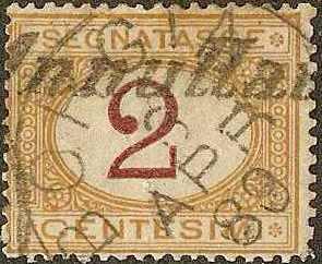 Italy - #J4 -used- 1870 - Numeral - 2c - SCV-$12.50