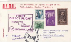 United States 1965 1st Flight LH 421 Slogan Airmail Multi Stamps Cover Ref 29426