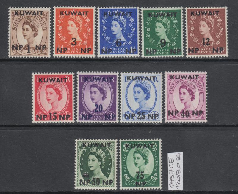 XG-AK112 KUWAIT GBC - Definitives, 1957 Overprinted, 11 Values SG120/30 MNH Set