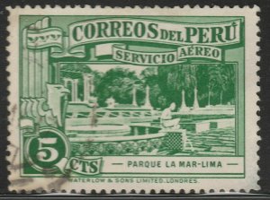 Peru Air Post 1936-37 La Mar Park 5c Used A18P55F407-