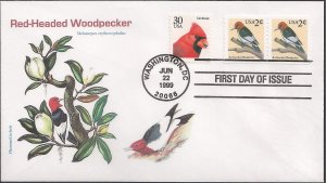 Therome Cachets Printed Combo FDC for the 1999 Red-headed Woodpecker Coil Stamp