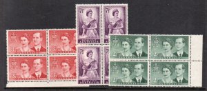 Australia Sc 267-9 1954 Royal Visit stamps block of 4 mint NH