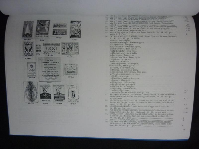 KATALOG DER VIGNETTEN ZU DEN OLYMPISCHEN SPIELEN - PHOTOCOPY by PAUL F RAMPACHER