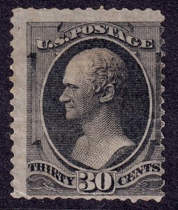 US Scott 154, 1870 Hamilton, 30c black, UNUSED NG