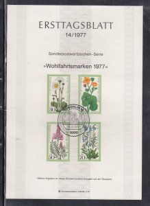 Berlin Scott 9NB137-40 Ersttagsblatt FDC - 1977 Flower Issue