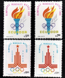 Ecuador Scott 991-92, C695-96 complete set F to VF mint OG NH.  FREE...