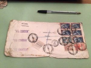 Buenos Aires 1936 Via Condor  to Scotland large airmail stamps cover 50408