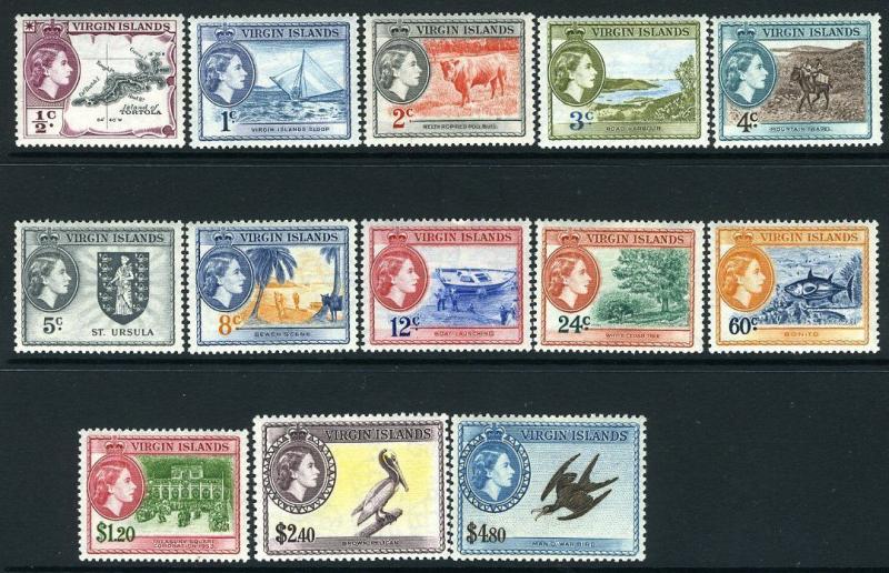 BRITISH VIRGIN ISLANDS-1956-62 Set to $4.80 Sg 149-161 LIGHTLY MOUNTED MINT