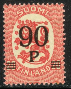 FINLAND 1921 90p on 20p Surcharged Arms Issue Sc 125 VFU
