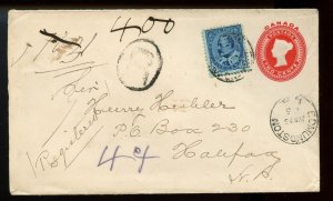 ?EDMUNDSTON, N.B. Registered 1905 Edward issue  to Halifax, cover  Canada