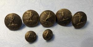 Lot of 7 Antique Post Office Department POD Uniform Buttons 5 Coat and 2 Cuff