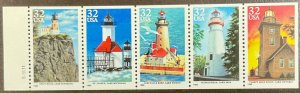 2973a Lighthouse Booklet Pane of 5 MNH 32 c FV $1.60  1995