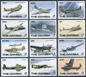 Gambia 971-982, MNH. End of WW II,45, 1990. RAF WW II Fighter Planes.