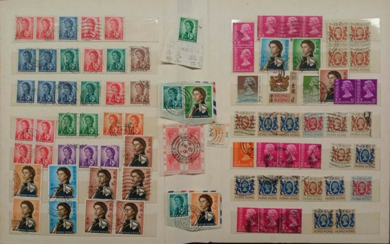 old hong kong stamps multiples for study wmk cancel postmark MANYEEARCADE