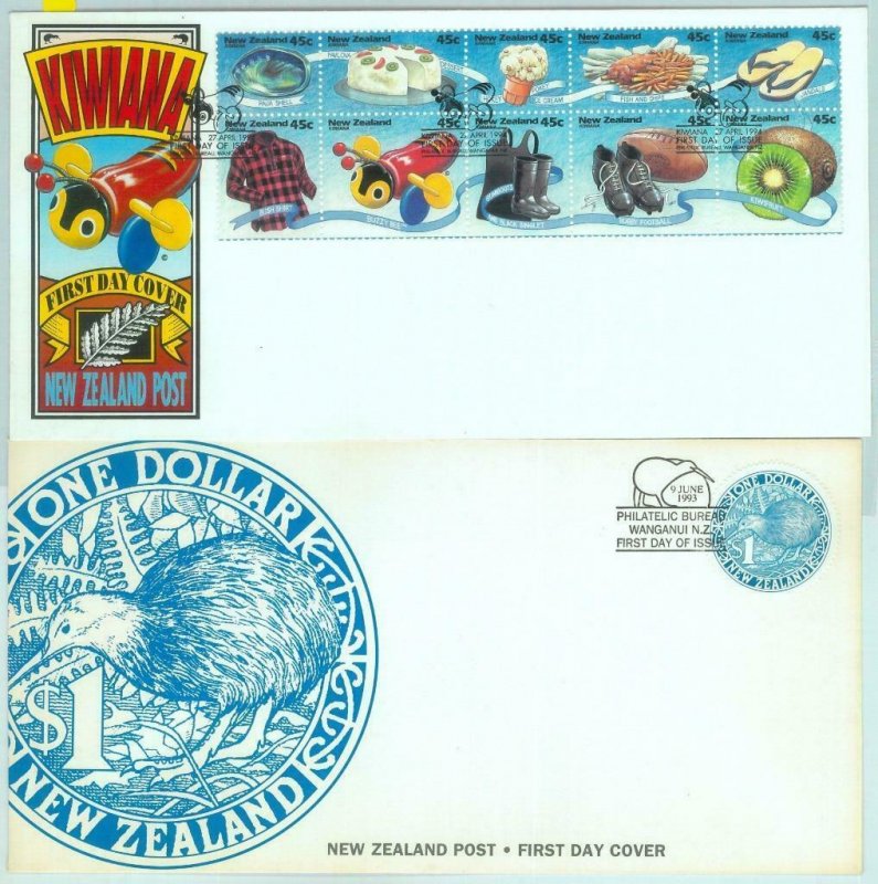 84394 - NEW ZEALAND - Postal History - set of 2 FDC COVERS 1996 BIRDS bees