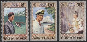 Gilbert Islands 293-295 (mh set of 3) Elizabeth II Silver Jubilee (1977)