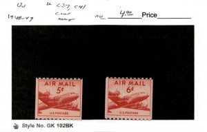 United States Postage Stamp, #C37, C41 Mint NH, 1948 Airplane (AJ)