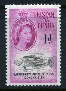 TRISTAN DA CUNHA;   1960 early QEII issue fine Mint hinged value 1d.