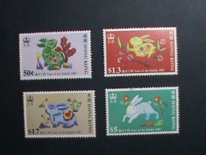 ​CHINA -HONG KONG STAMP 1987-SC# 482-5 YEAR OF THE LOVELY RABBIT MNH. SET VF