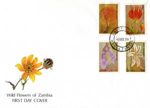Zambia - 1989 Christmas Flowers FDC SG 604-607