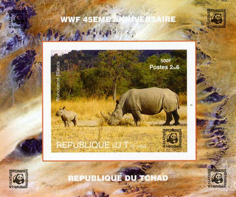 CHAD 2006 WWF 45th. Anniversary Rhino Deluxe s/s Mint (NH) #1