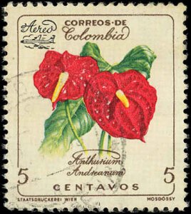 COLOMBIA Scott 716 VF+ USED - 1960 5c Flowers - Very Well Centered-Sound