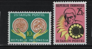 Indonesia 792-793 Hinged, 1970 25th anniversary of the Postal Service